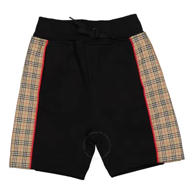Burberry Boys Black Jonah Panel Cotton Shorts