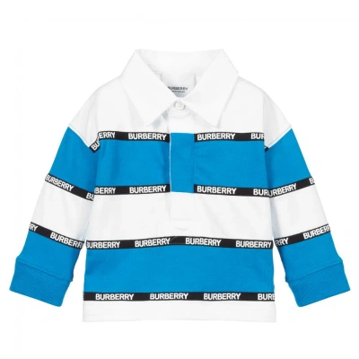 Burberry Boys Blue & White Stripe Polo Baby Shirt