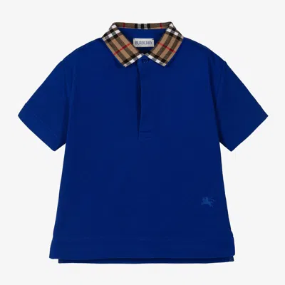 Burberry Kids' Boys Blue Check Polo Shirt