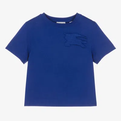 Burberry Kids' Boy's Cedar Equestrian Knight Design T-shirt In Blue