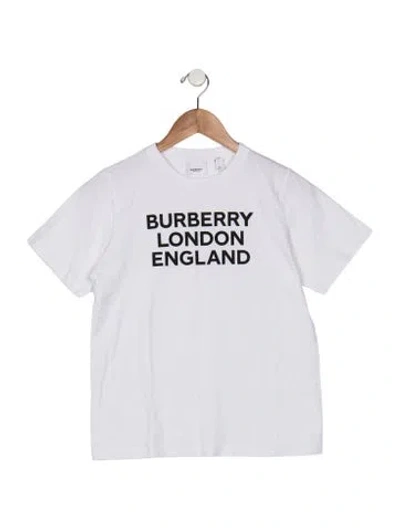 Pre-owned Burberry Kids' Boys Branded Pattern Printed Shirt In White