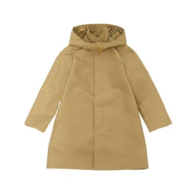 Burberry Kids'  Boys Camel Nathaniel Hooded Coat In Brown