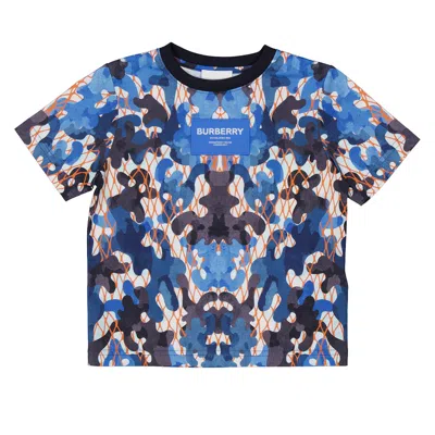 Burberry Boys Canvas Blue Camouflage-print Cotton T-shirt In Yellow