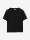 Burberry Boys Cedar Check Tape T-shirt In Black