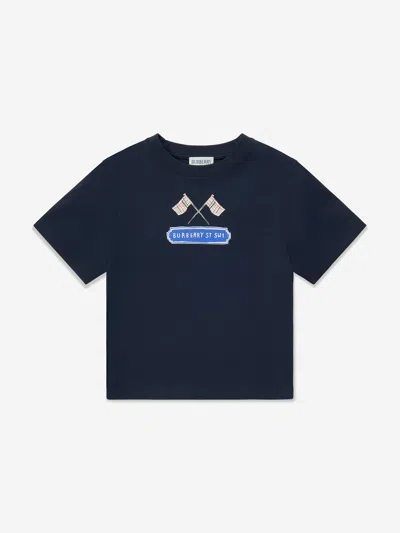 Burberry Babies'  Boys Cedar Flag Icon T-shirt In Blue