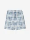 Burberry Check-pattern Denim Shorts In Blue