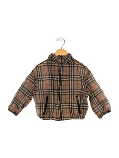 Pre-owned Burberry Babies' Boys' Check Transparent Jacket In Brown