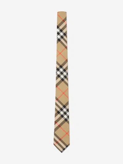 Burberry Babies'  Boys Cotton Check Tie In Brown