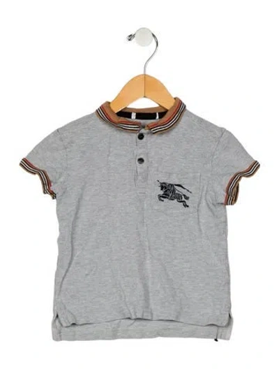 Pre-owned Burberry Babies' Boys' Embroidered Short Sleeve Polo In Gray