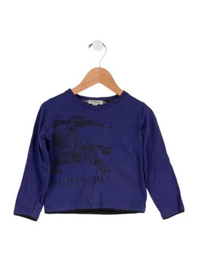 Pre-owned Burberry Babies' Boys' Equestrian Knight Graphic T-shirt In Blue