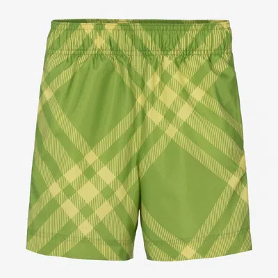 Burberry Babies' Boys Green Check Swim Shorts