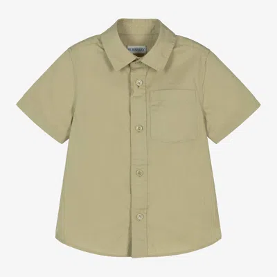 Burberry Kids' Ekd 排扣短袖衬衫 In Green