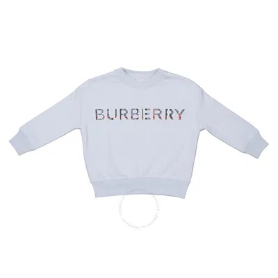 Burberry Kids'  Boys Ice Blue Checkerboard Logo Print Sweatshirt