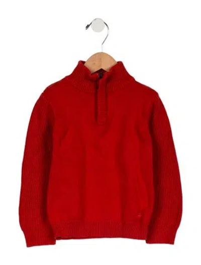 Pre-owned Burberry Babies' Boys' Knit Half Zip Sweater In Red