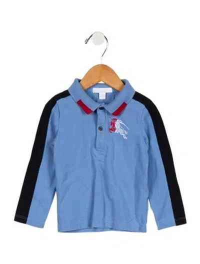 Pre-owned Burberry Babies' Boys' Long-sleeve Polo Shirt In Blue