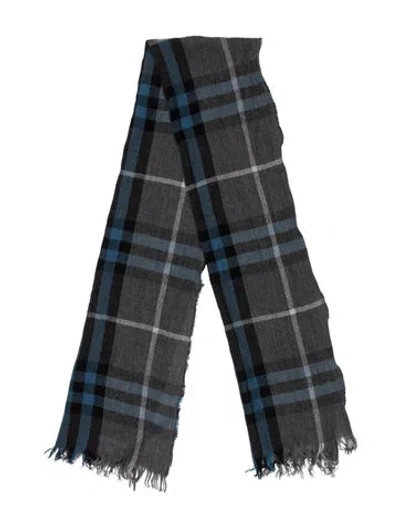 Pre-owned Burberry Babies' Boys' Merino Wool Scarf In Blue