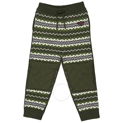 Burberry Kids'  Boys Moss Green Soft Wool Yarn Trousers
