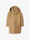 Burberry Hooded Check-lined Trench Coat In Beige