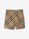 Burberry Childrens Check Cotton Shorts In Brown