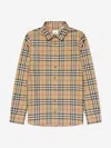 Burberry Boys Owen Long Sleeve Check Shirt In Beige