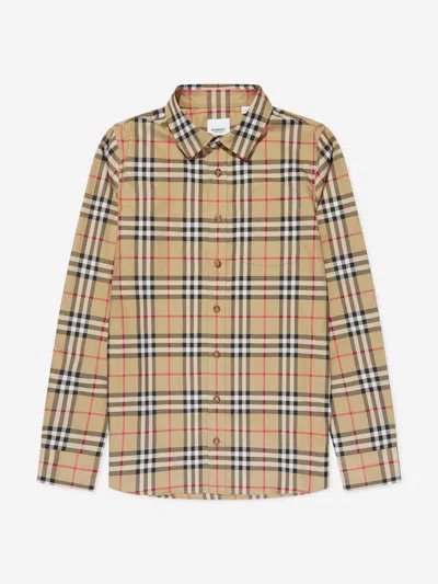 Burberry Babies' Boys Owen Long Sleeve Check Shirt In Beige