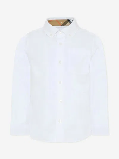 Burberry Kids'  Boys Owen Ls Check Trim Shirt In White