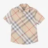 Burberry Boy's Owen Check-print Button Down Shirt In Beige
