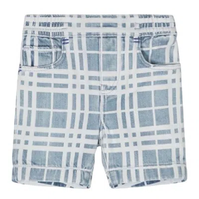 Burberry Boys Pale Blue Castiel Plaid Denim Shorts