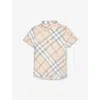 Burberry Owen Regular-fit Short-sleeve Checked Cotton-poplin Shirt 3-1 In Pale Stone Ip Check
