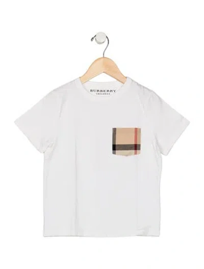 Pre-owned Burberry Kids' Boys Pattern Printed Patch Pocket Shirt In White