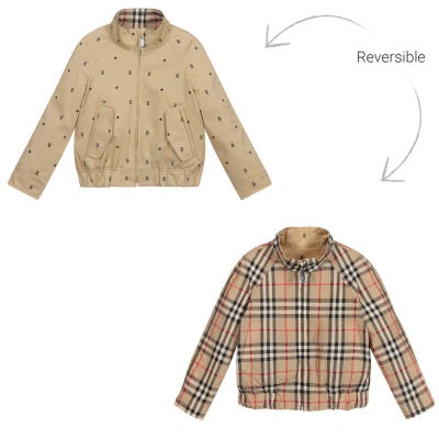 Burberry Kids' Boys Reversible Monogram Jacket In Beige