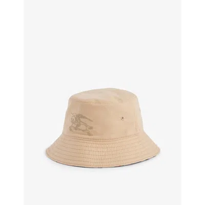 Burberry Boys Sand Ip Check Kids Logo-embroidered Cotton Bucket Hat 4-12 Years