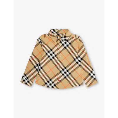 Burberry Boys Sand Ip Check Kids Owen Check-print Cotton Shirt 6 Months-2 Years