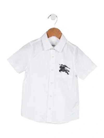 Pre-owned Burberry Babies' Boys Short Sleeve Button Up Shirt In White