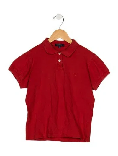 Pre-owned Burberry Babies' Boys' Short Sleeve Polo Shirt In Red