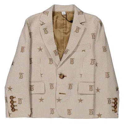 Burberry Kids'  Boys Soft Fawn Embroidered Star Tb Blazer In Neutral