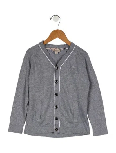Pre-owned Burberry Kids' Boys' Solid Button Down Cardigan In Grey