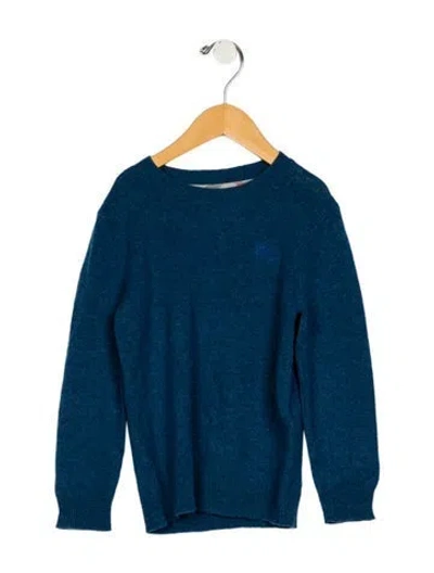 Pre-owned Burberry Kids' Boys' Solid Cashmere Knit Sweater In Blue