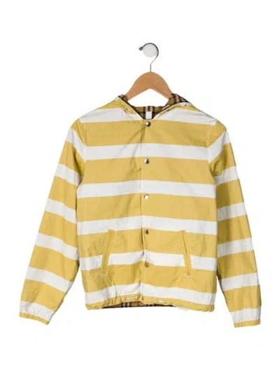 Pre-owned Burberry Kids' Boys Striped Reversible Jacket In Yellow