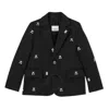 Burberry Thomas Bear Embroidered Cotton Blazer In Black
