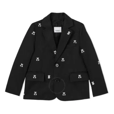 BURBERRY BURBERRY BOYS THOMAS BEAR EMBROIDERED COTTON BLAZER