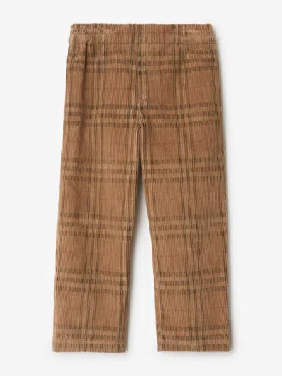 Burberry Babies'  Boys Titan Corduroy Check Trousers In Brown