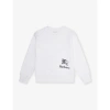 BURBERRY BURBERRY BOYS WHITE US KIDS SCRIBBLE BRAND-EMBROIDERED COTTON-JERSEY SWEATSHIRT 6-14 YEARS