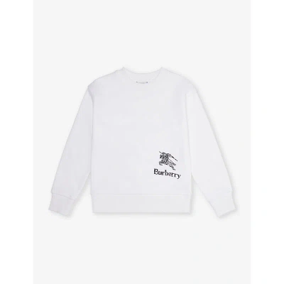 Burberry Boys White Us Kids Scribble Brand-embroidered Cotton-jersey Sweatshirt 6-14 Years