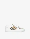 Burberry Leather & Cotton Strap Sneakers In Winter Wht