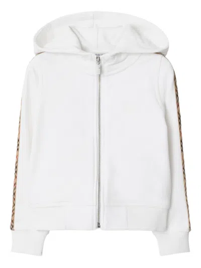 Burberry Boys Zip-up Hooded Sweatshirt In White