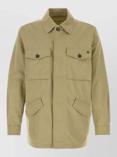 Burberry Bradmore Cotton Overcoat Buttoned Cuffs Collar In Brown