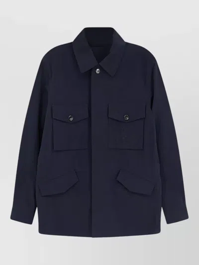 Burberry Bradmore Nylon Field Jacket Long Sleeves In Blue
