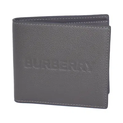Pre-owned Burberry Brand  Men's Gray Leather Bifold Wallet 80528821