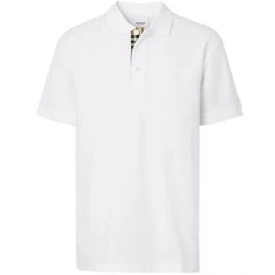 Pre-owned Burberry Branded Circle Logo White Polo Shirt